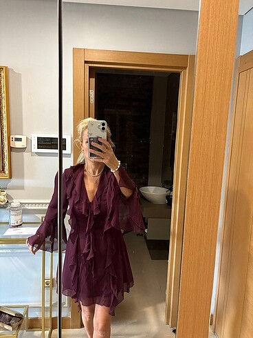 Bordo elbise - Görsel 4