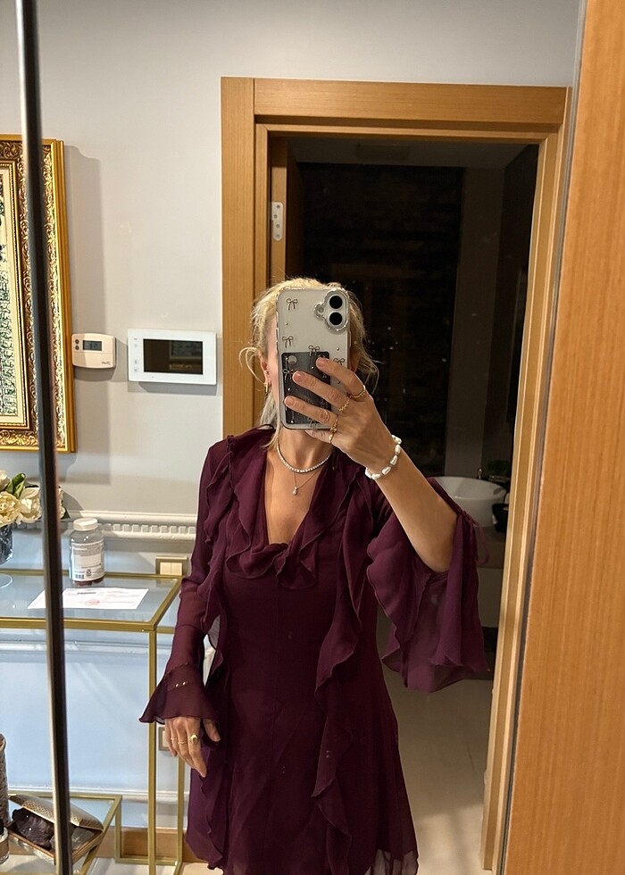 Bordo elbise - Görsel 3