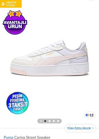 Puma Carina Beyaz Platform Kadın Spor Ayakkabı