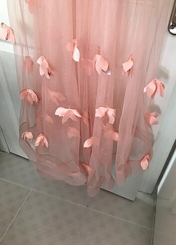 l Beden pembe Renk Pembe kelebekli tatlı elbise