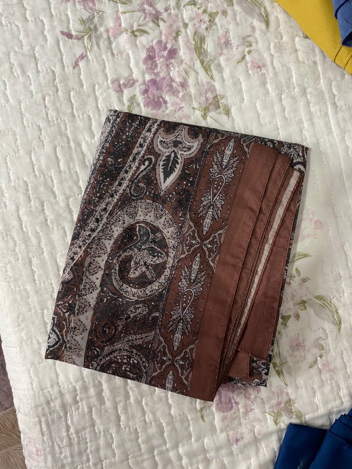 Kahverengi Bohem Drapeli Etnik Desenli Kadın Şal - Görsel 2