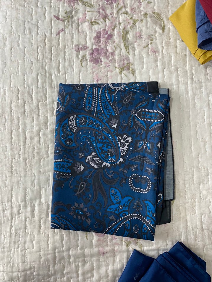 Etnik Desenli Koyu Mavi Kadın Şal - Görsel 2