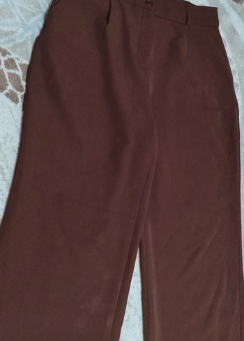 38 Beden Kahverengi Kadın Kumaş Pantolon, Normal Boy, Regular Fit
