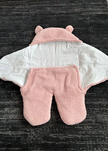 Pembe Peluş Bebek Battaniyesi Kulaklı - Görsel 3