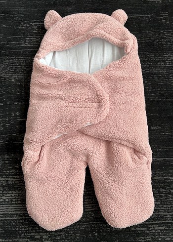 Pembe Peluş Bebek Battaniyesi Kulaklı - Görsel 4