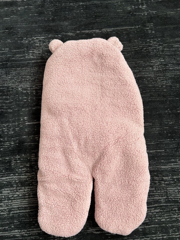 Pembe Peluş Bebek Battaniyesi Kulaklı - Görsel 2