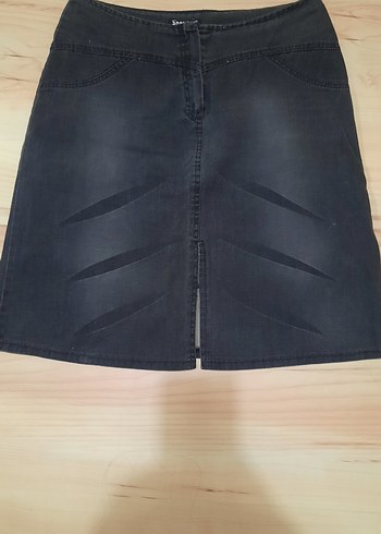 Siyah Midi Denim Kadın Etek