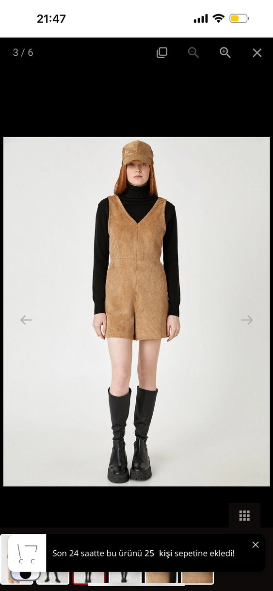 Bej Süet V Yakalı Kolsuz Tulum - Görsel 2