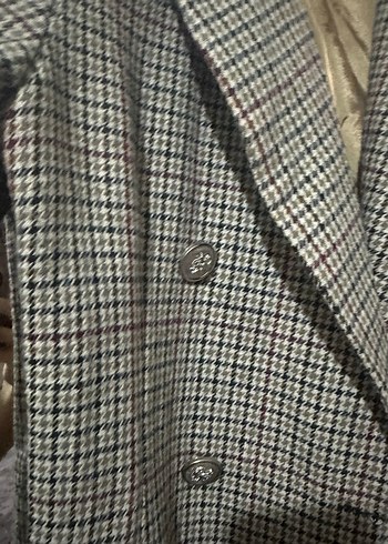 Düğmeli Kareli Kaşe Blazer Ceket - Görsel 3