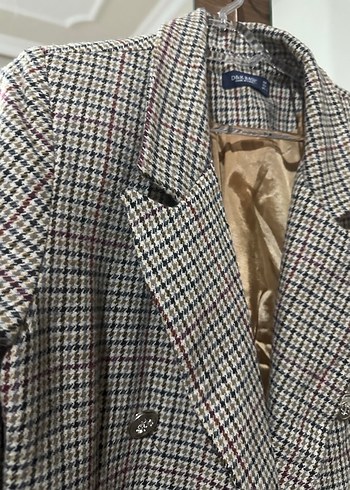 Düğmeli Kareli Kaşe Blazer Ceket - Görsel 5