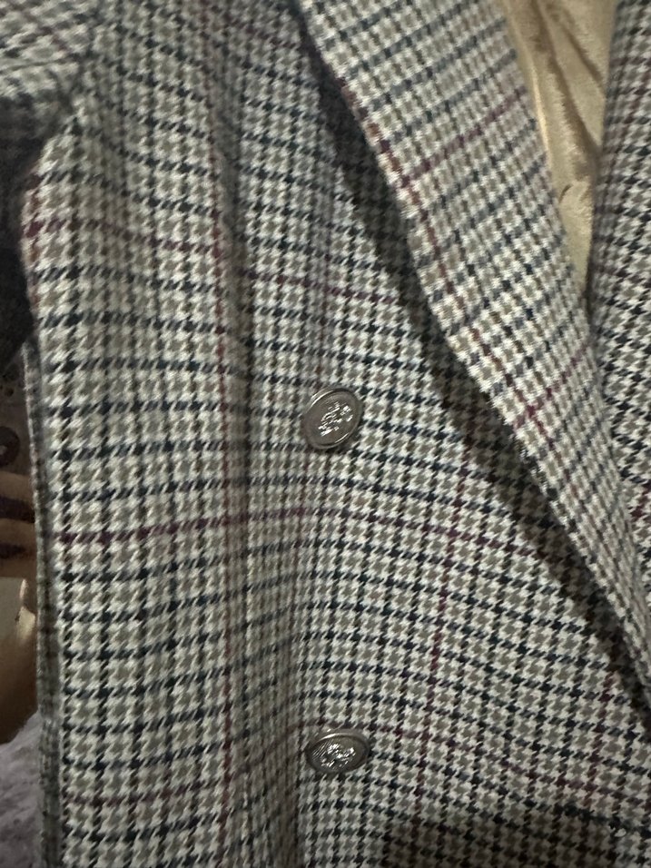 Düğmeli Kareli Kaşe Blazer Ceket - Görsel 3