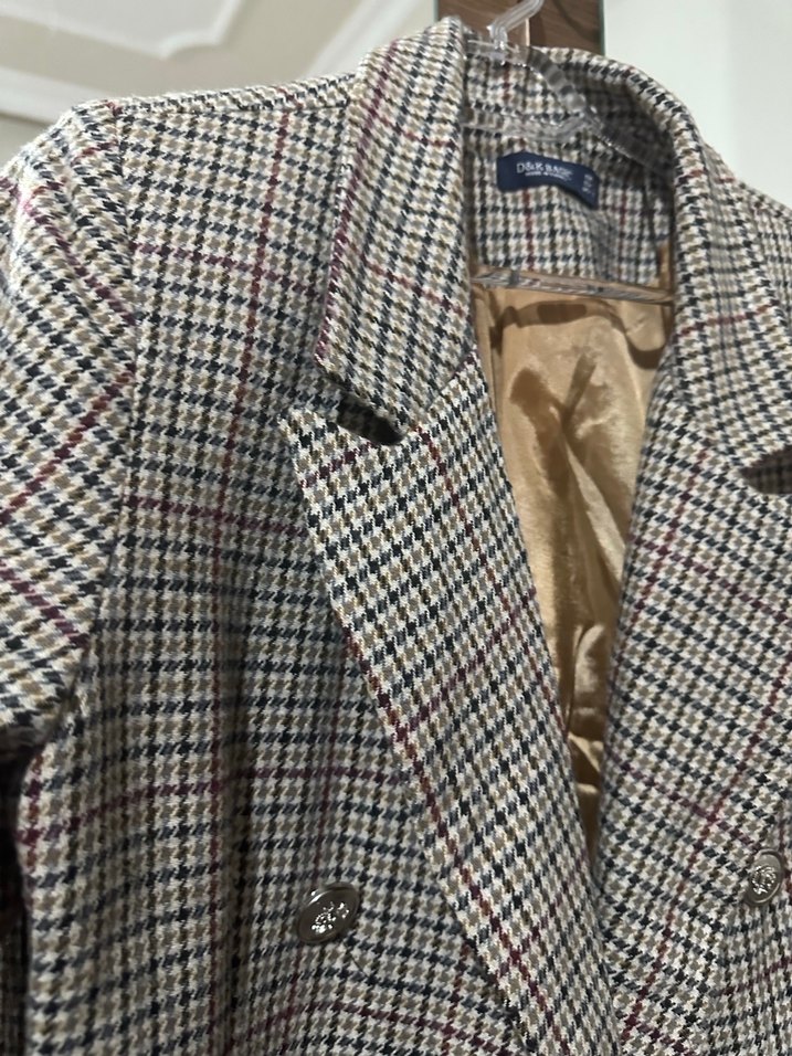 Düğmeli Kareli Kaşe Blazer Ceket - Görsel 5