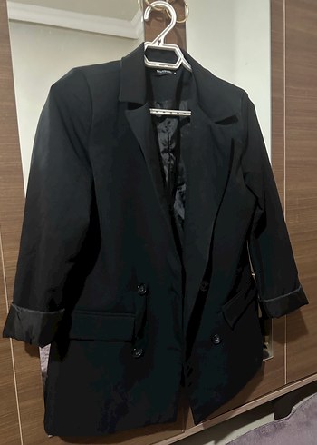 Düğmeli Siyah Kadın Blazer Ceket - Görsel 4