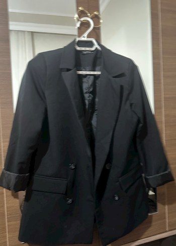 Düğmeli Siyah Kadın Blazer Ceket - Görsel 2