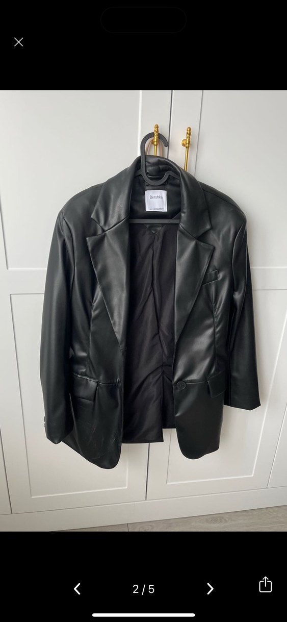 Siyah deri blazer - Görsel 2