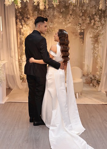 Beyaz Straplez A Kesim Uzun Gelinlik - Görsel 5