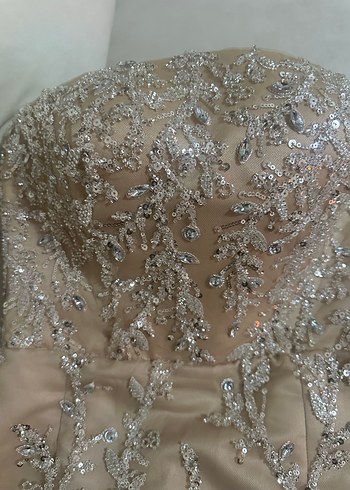 Uzun Kollu Işıltılı Midi  Abiye Elbise - Görsel 7