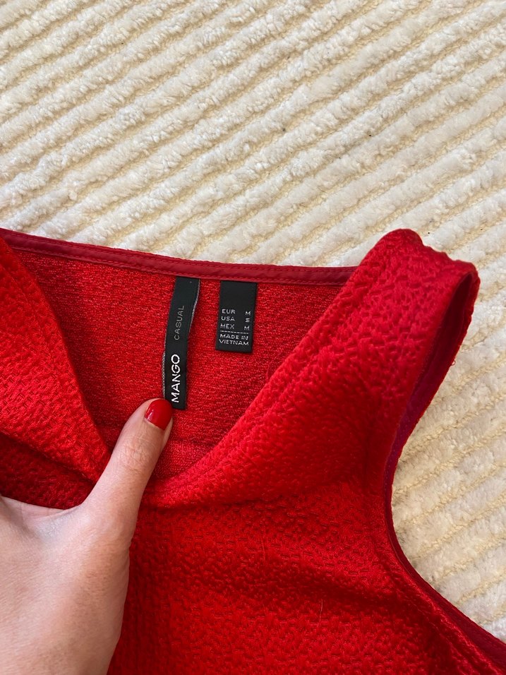 Kırmızı Yüksek Yakalı Mini Elbise - Görsel 3