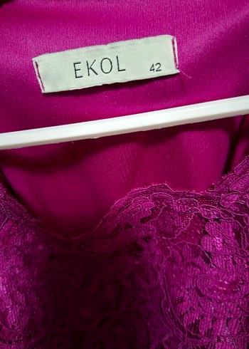 Ekol Mor Dantel Midi Elbise - Görsel 4