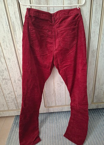 Mudo marka 2 tane  kirmizi ve yesil kadife pantolon - Görsel 5