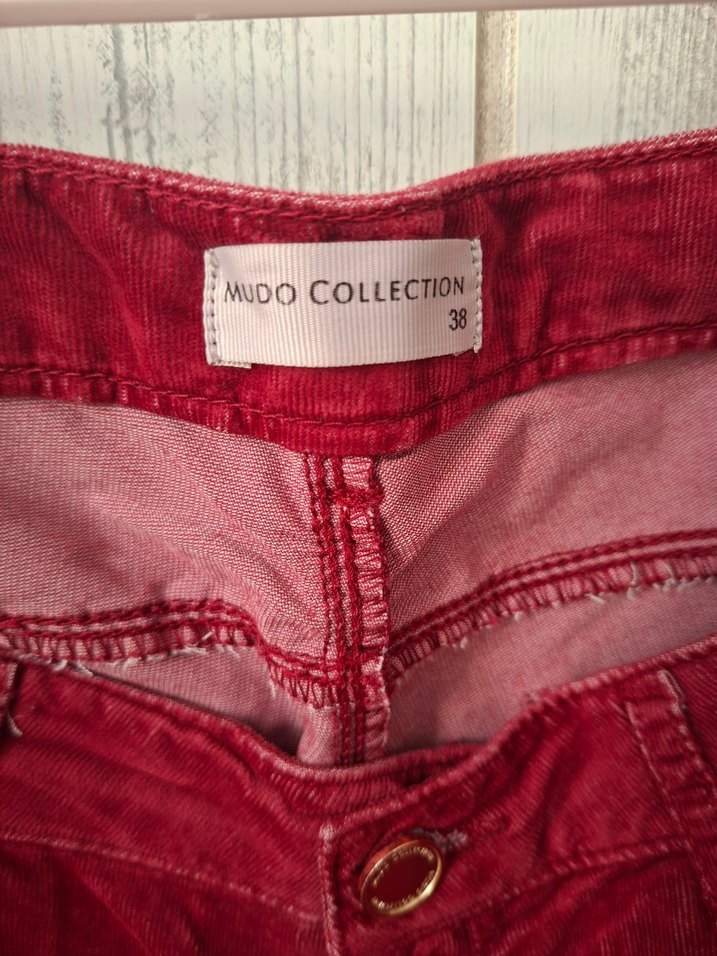 Mudo marka 2 tane  kirmizi ve yesil kadife pantolon - Görsel 3