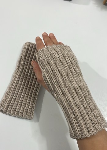 Gri Örgü Parmaksız Kadın Eldiveni - Görsel 3