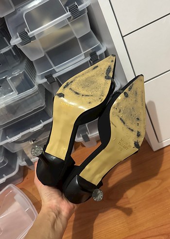 39 Beden siyah Renk Siyah Yılan Desenli Tokalı Stiletto