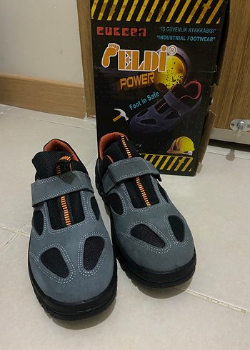 Gri Spor Outdoor Erkek iş Ayakkabı Velcro - Görsel 2