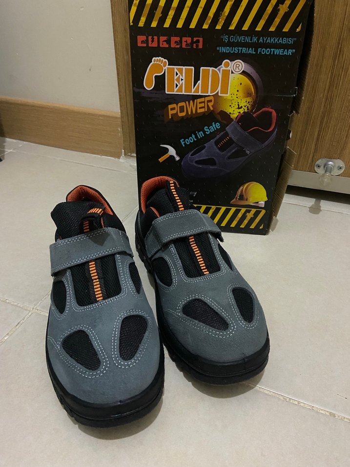 Gri Spor Outdoor Erkek iş Ayakkabı Velcro - Görsel 2