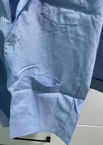 Mavi Erkek Düğmeli Normal Boy Pijama Takımı - Görsel 3