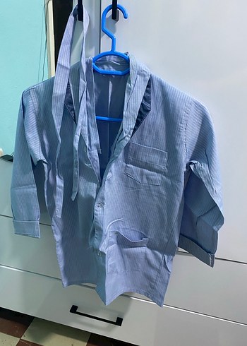 Mavi Erkek Düğmeli Normal Boy Pijama Takımı