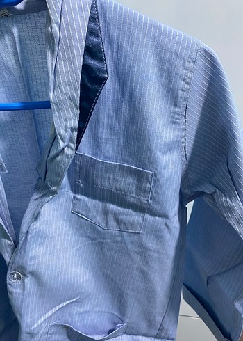 Mavi Erkek Düğmeli Normal Boy Pijama Takımı - Görsel 4