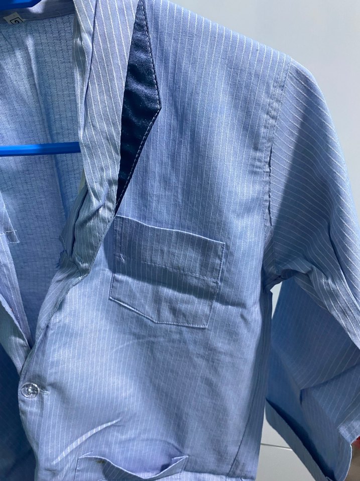 Mavi Erkek Düğmeli Normal Boy Pijama Takımı - Görsel 4