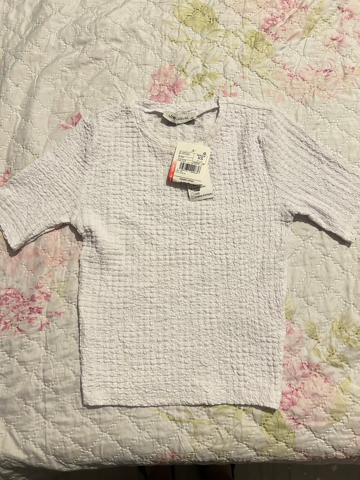 Kız Çocuk Beyaz Triko Keten Uzun Kollu Bluz - Görsel 2