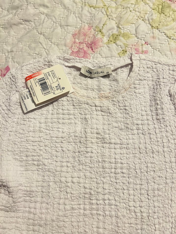 Kız Çocuk Beyaz Triko Keten Uzun Kollu Bluz - Görsel 3