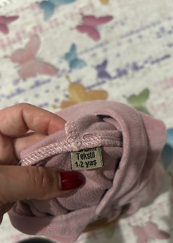 Pembe Kapüşonlu Nakışlı Kadife Bebek Kıyafeti - Görsel 3