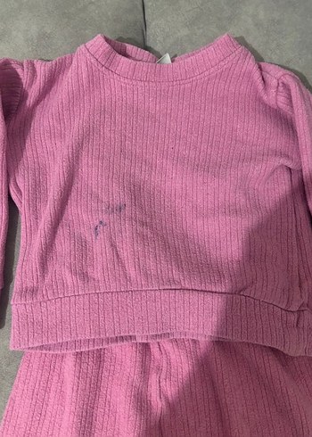 Pembe Örgü Kız Bebek Takımı Uzun Kollu - Görsel 2