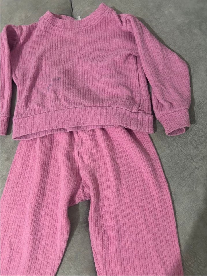 Pembe Örgü Kız Bebek Takımı Uzun Kollu - Görsel 4