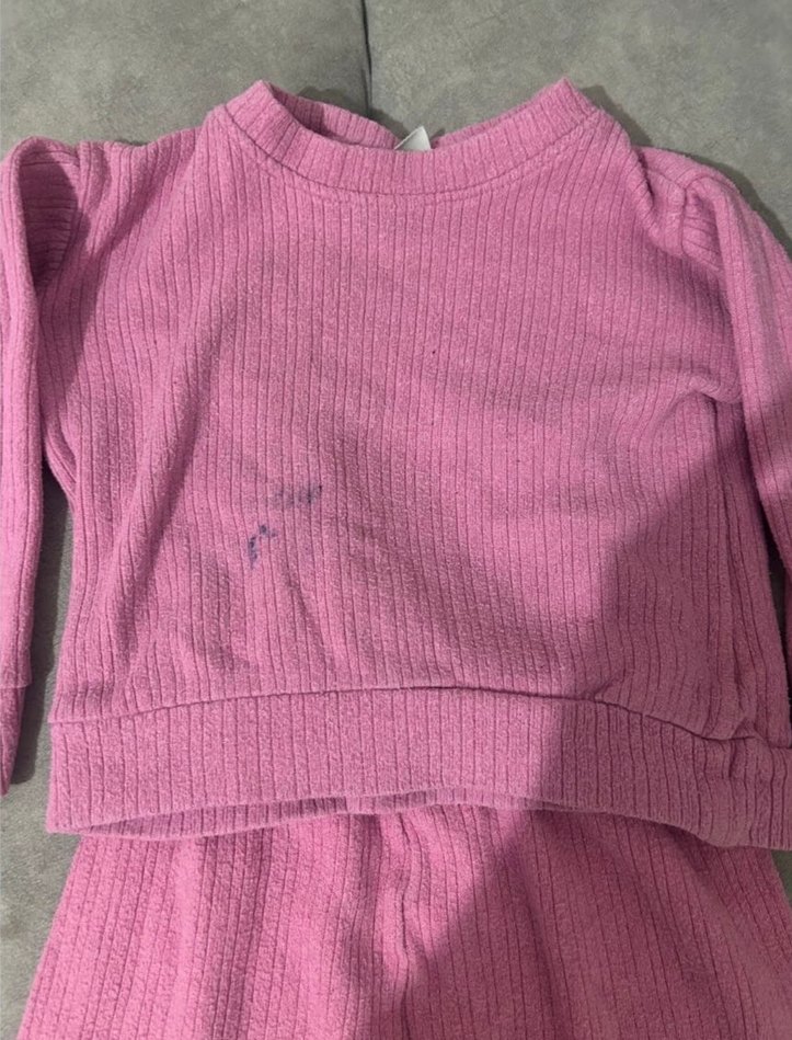 Pembe Örgü Kız Bebek Takımı Uzun Kollu - Görsel 2