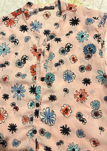 Çiçek Desenli Kadın Düğmeli Kolsuz Yelek - Görsel 4