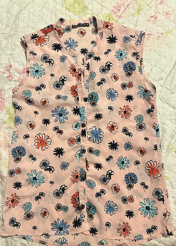 Çiçek Desenli Kadın Düğmeli Kolsuz Yelek - Görsel 2