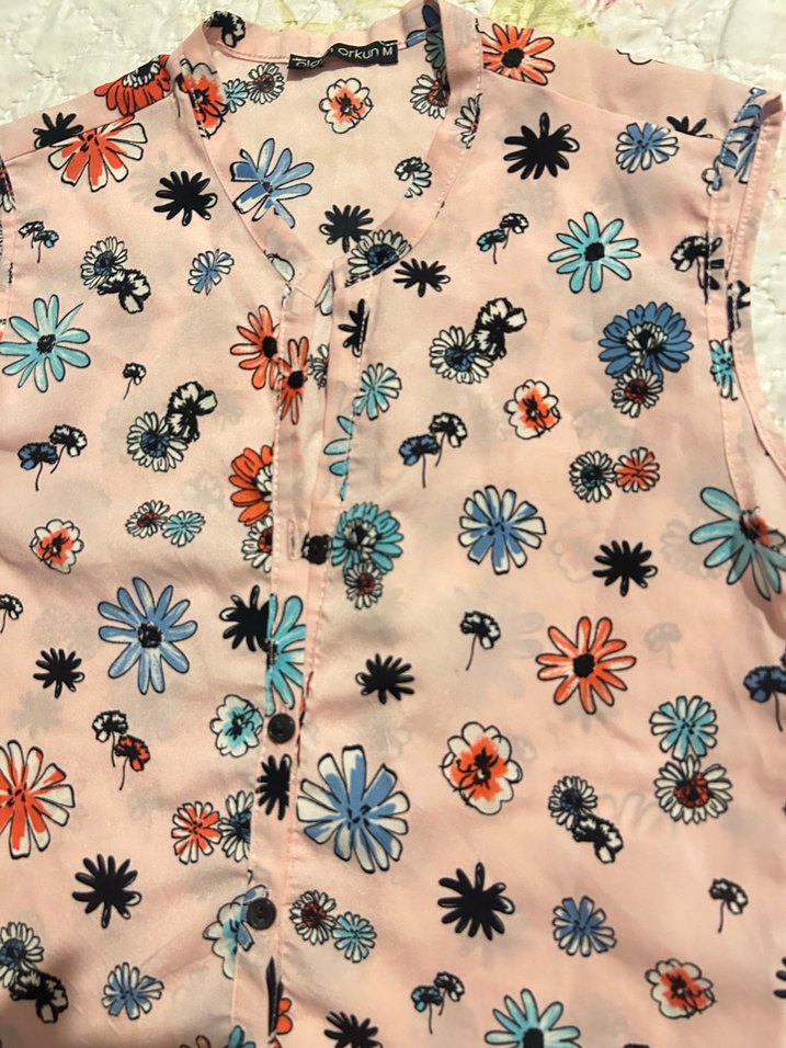 Çiçek Desenli Kadın Düğmeli Kolsuz Yelek - Görsel 4