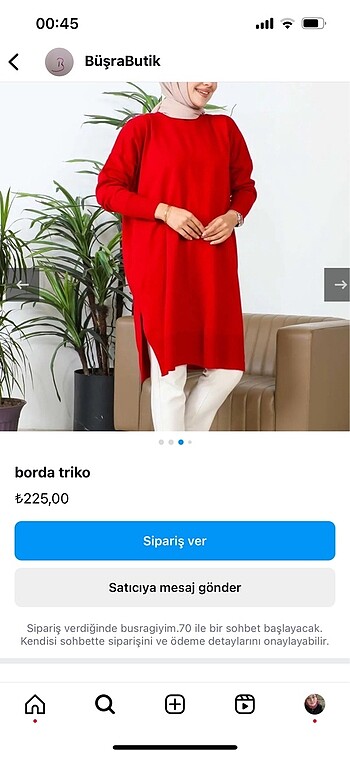 Triko salaş tunik siyahı da var