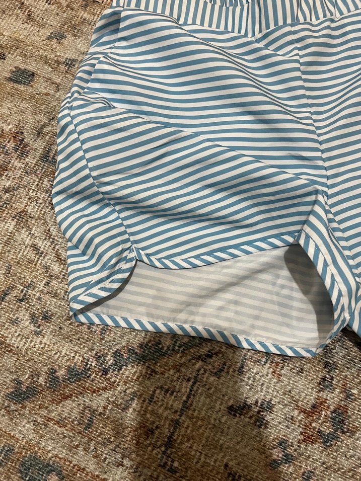 Mavi beyaz cizgili bayan deniz sortu - Görsel 3