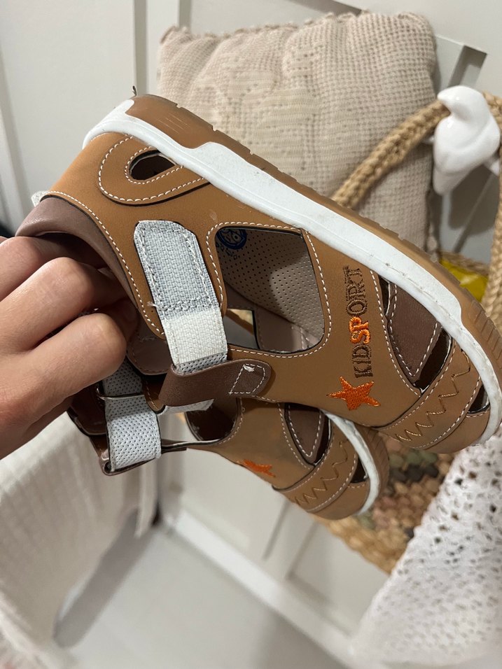 Kahverengi Erkek Çocuk Cırt Cırtlı Spor Terlik - Görsel 4