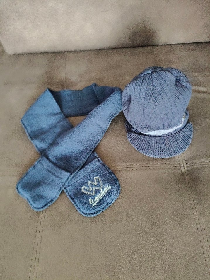 Gri Triko Erkek Çocuk Bere ve Atkı Seti - Görsel 2