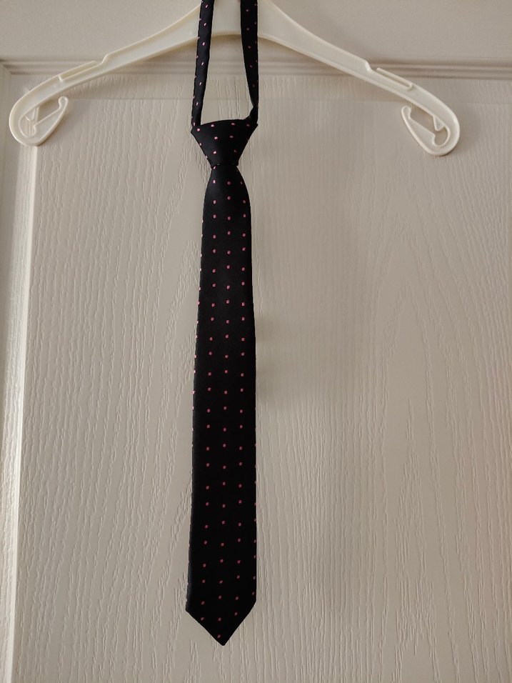 Erkek Siyah Kravat, Pembe Noktalı - Görsel 2