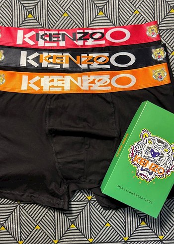 Kenzo Erkek Siyah Baskılı Boxer