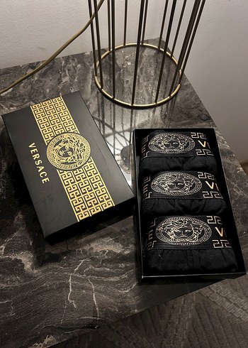 Versace Erkek Mini Boxer - Altın Desenli