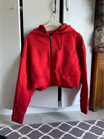 Kadın fermuarlı crop sweatshirt